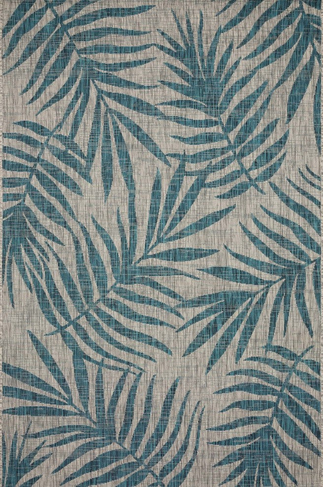 Indoor Outdoor Isle IE-10 Gray Aqua Area Rug by Loloi , 5'-3"x7'-7"