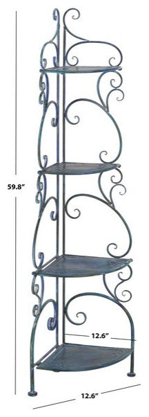 Safavieh Turuca 4 Tier Corner Shelf, Mossy Blue