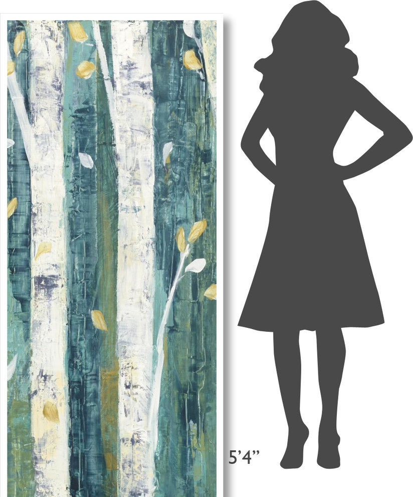 "Birches in Spring Panel II" Digital Paper Print by Julia Purinton, 32"x77"