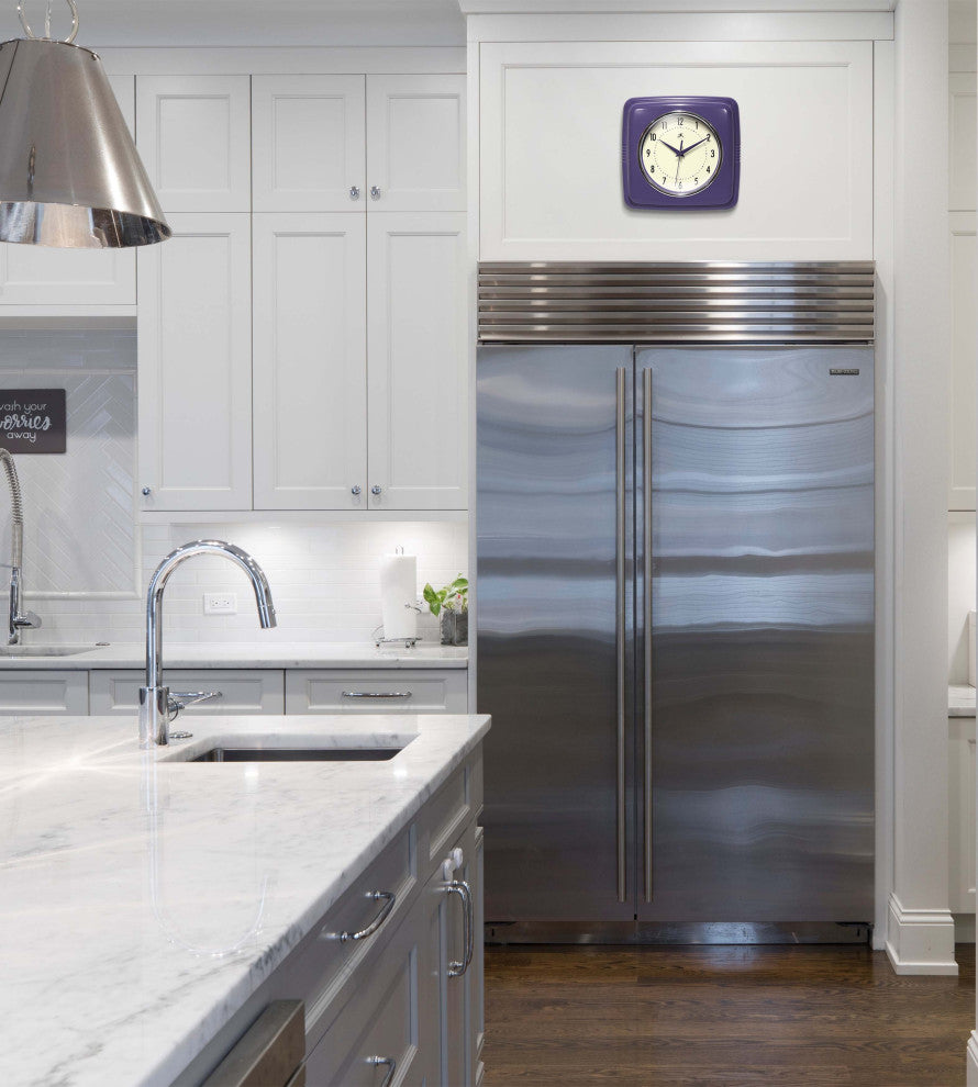 Square Retro 9.25 Purple Wall Clock