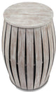 14" x 14" x 18" Gray, Rustic Style, Wooden, Barrel Shaped End Table