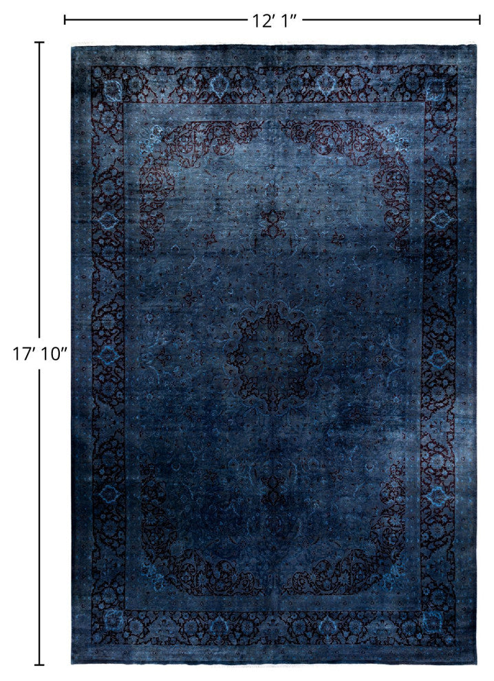 Overdyed, One-of-a-Kind Hand-Knotted Area Rug Gray, 12' 1" x 17' 10"