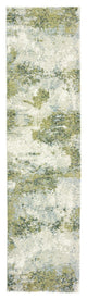 2" x 8" Blue and Sage Distressed Waves Indoor Runner Rug