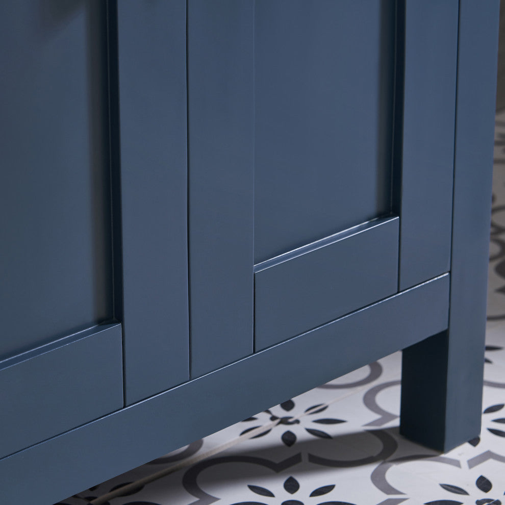 OVE Decors Tahoe Vanity, Midnight Blue With White Cultured Marble Top, 60"