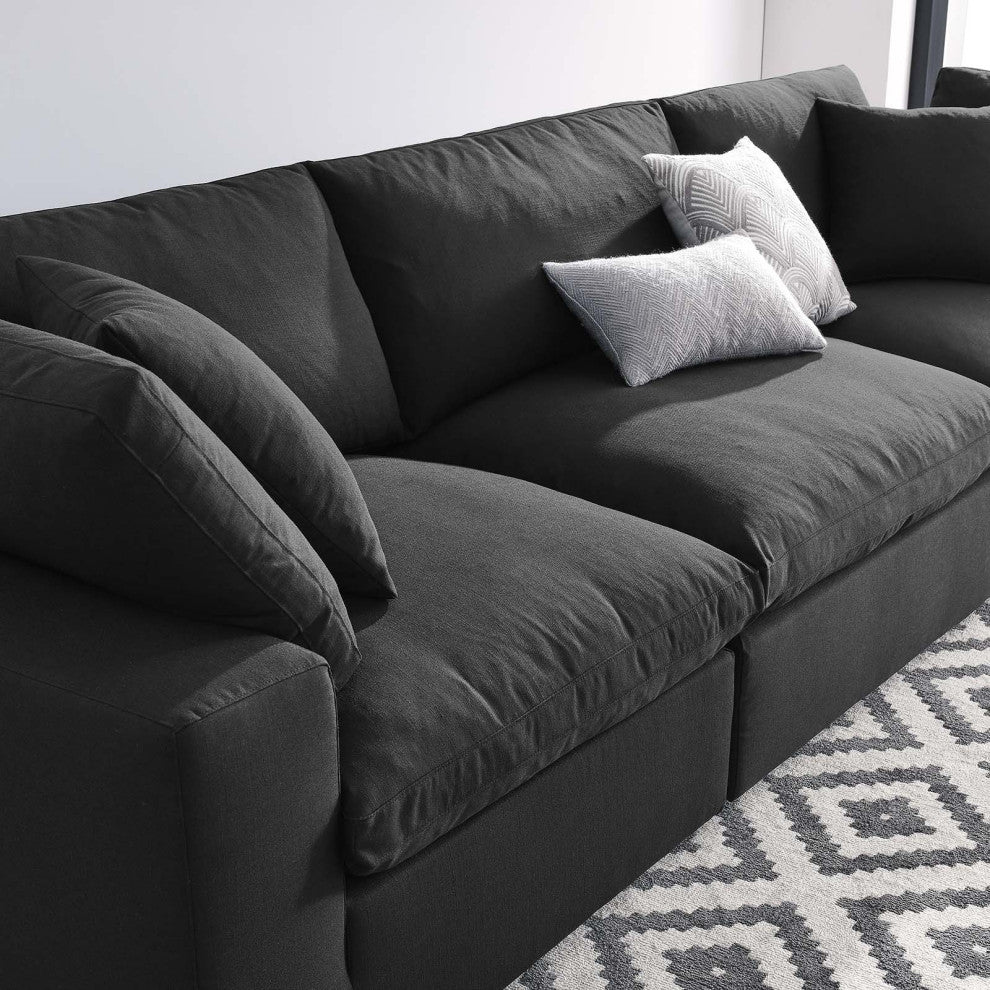 Modular Deep Sofa, Black, Fabric, Modern, Lounge Cafe Hotel Lobby Hospitality
