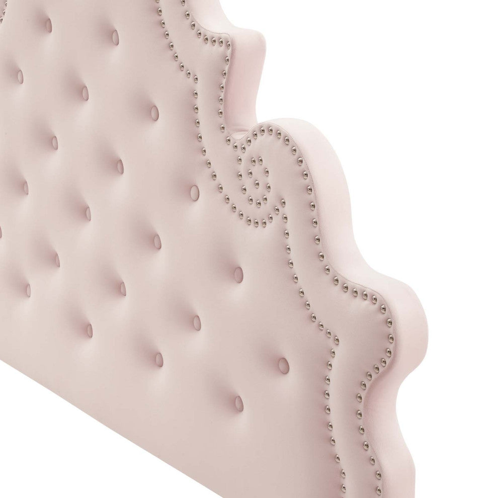 Tufted Platform Bed Frame, Twin Size, Velvet, Pink, Modern Contemporary, Bedroom