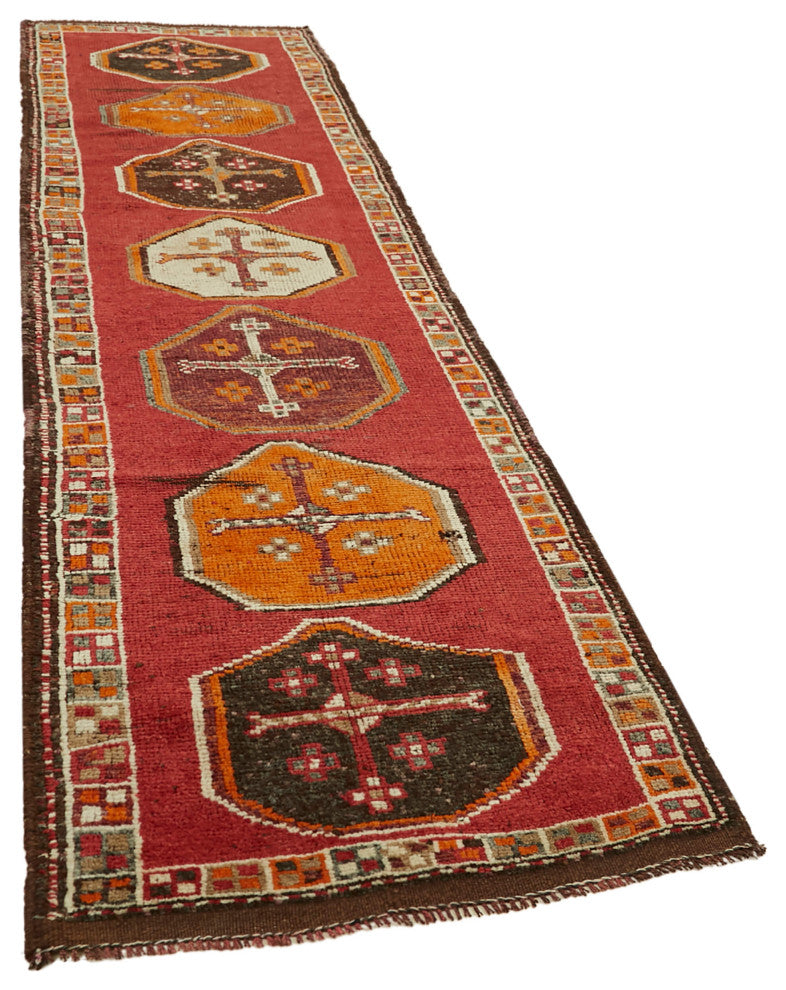 Rug N Carpet - Handmade Oriental 3' 2" x 12' 4" Tribal Runner Rug