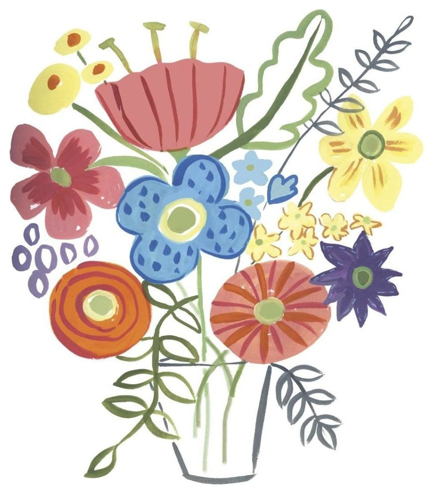 "Floral Medley I" Digital Paper Print by Farida Zaman, 38"x38"
