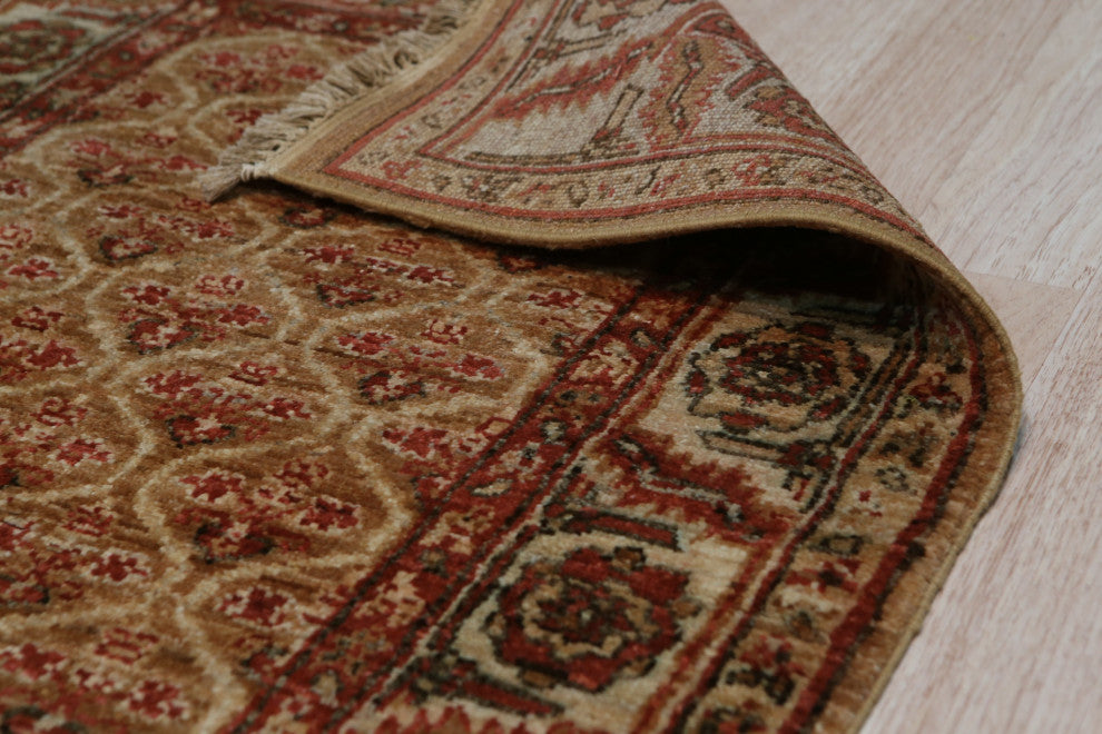 Brown Traditional Floral Heriz Weave Area Rug