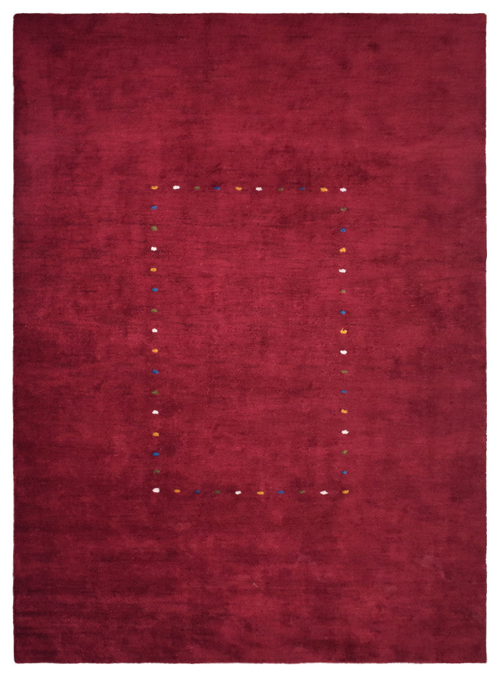 Hand Knotted Loom Silk Mix Area Rugs Contemporary Red