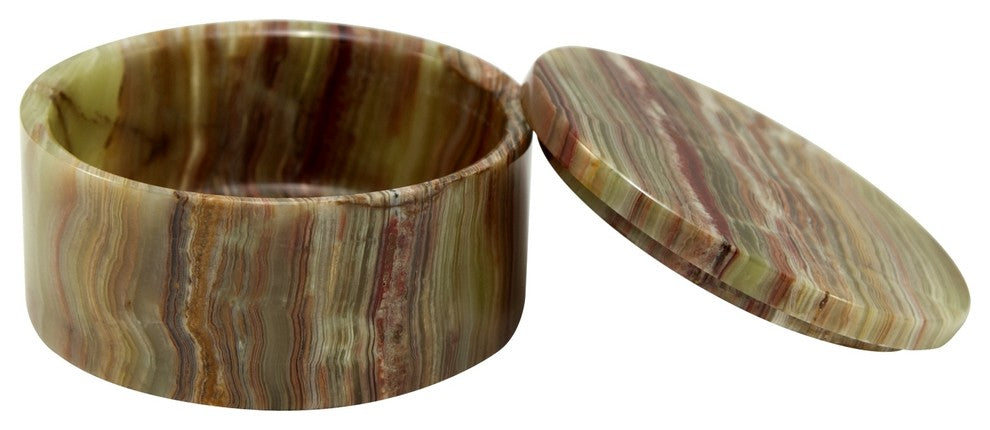 Eirenne Collection Whirl Green Onyx 5" Circular Keepsake Box