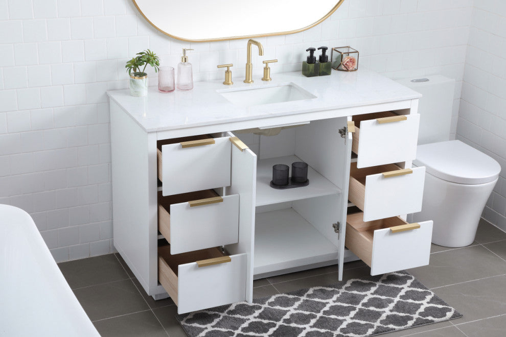 Bethany Single Bathroom Vanity, White, 54"