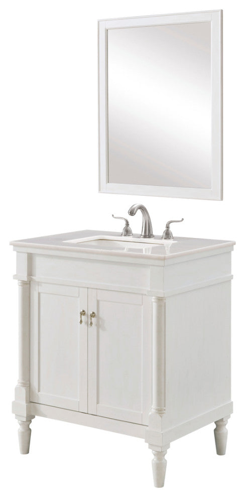 Lewis 30" Single Bathroom Vanity Set, Antique White