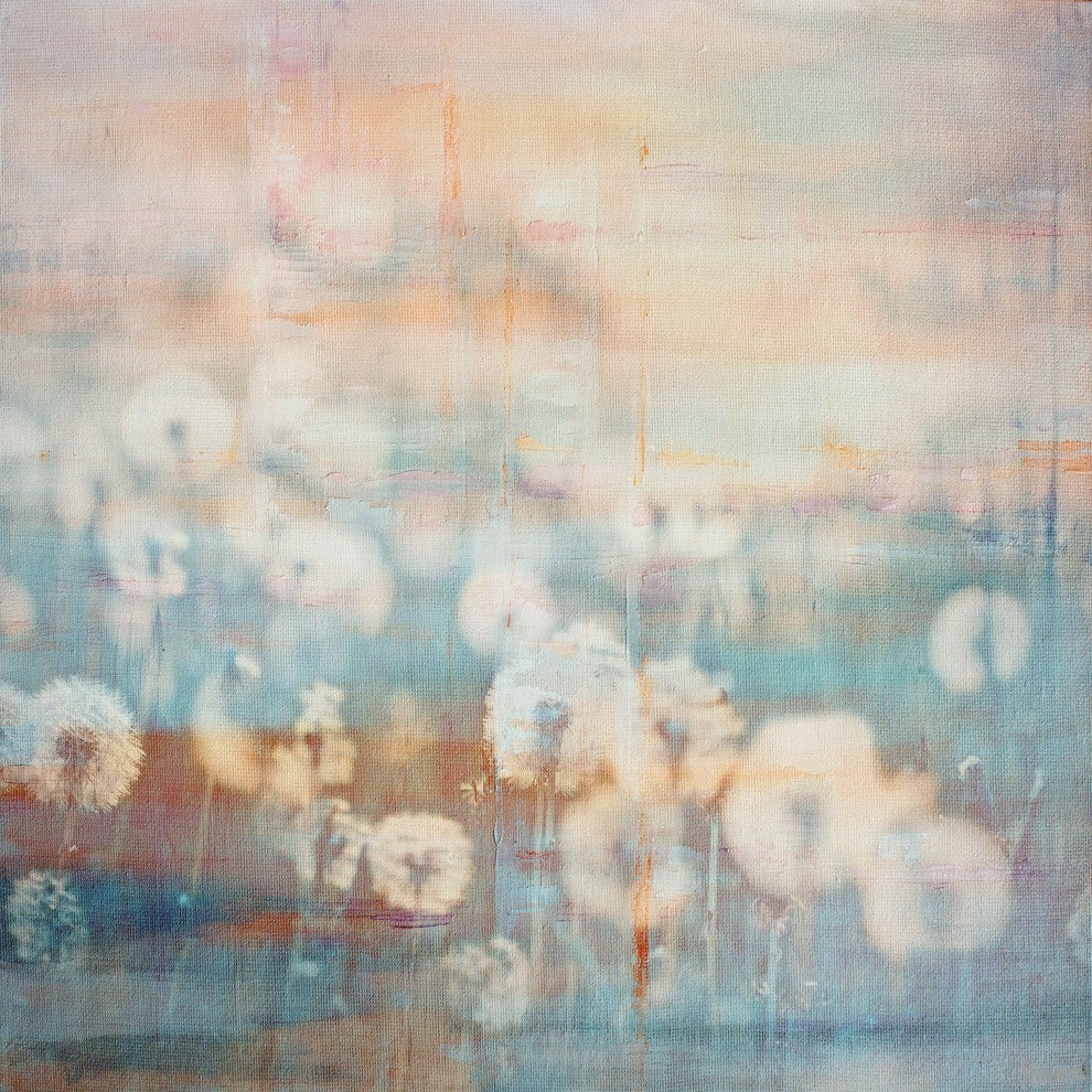 "Hazy Dandelions" Painting Print on Wrapped Canvas, 48"x48"
