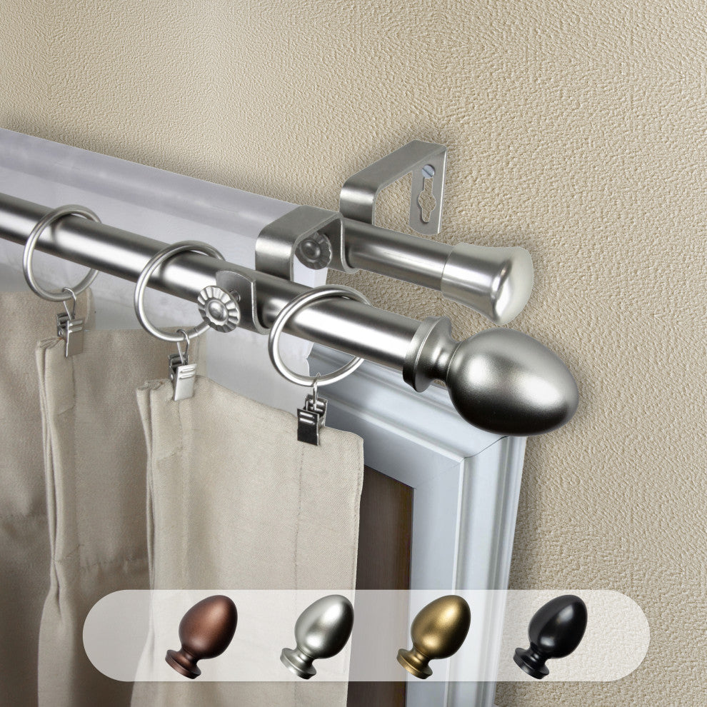 Faye 13/16" Double Curtain Rod Satin Nickel