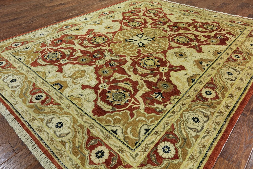 Oushak Peshawar Quality Brown Chobi Hand-Knotted Rug, 8'x10'