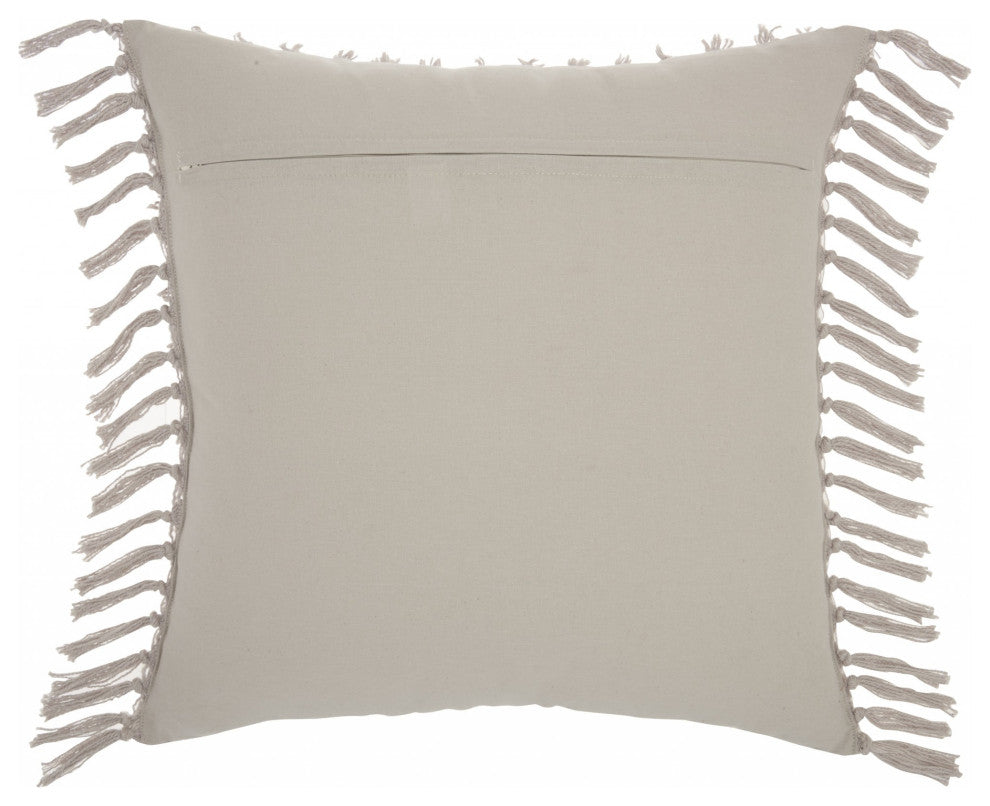 Tassel Detailed Gray Throw Pillow