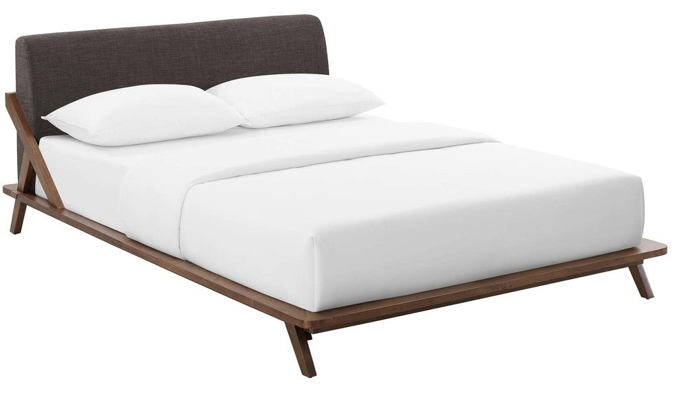 Luella Queen Upholstered Fabric Platform Bed, Cappuccino Brown