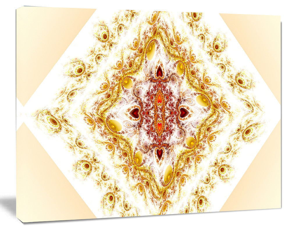 Yellow Rhombus Fractal Design, Oversized Abstract Canvas Art Print, 60x40