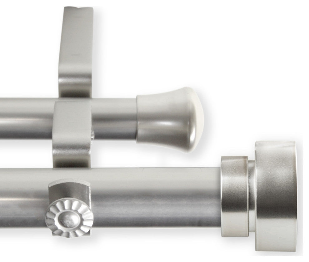 Brett Double Curtain Rod 1" 120-170", Satin Nickel
