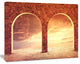 Fantasy Background with two Arches, Landscape Canvas Art Print, 60"x28"