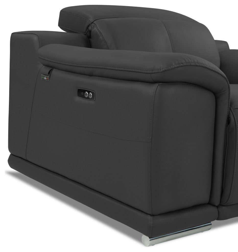 Veneto Italian Leather Power Reclining 2-Piece Set Dark Gray