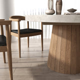 Japandi Extendable Dining Table 39"-55" Whitewash 6-Seater Oval&Round Pedestal, Gray