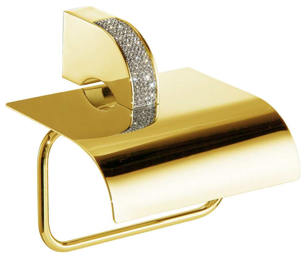 Cecilia Luxury Gold toilet roll holder with clear Swarovski crystals