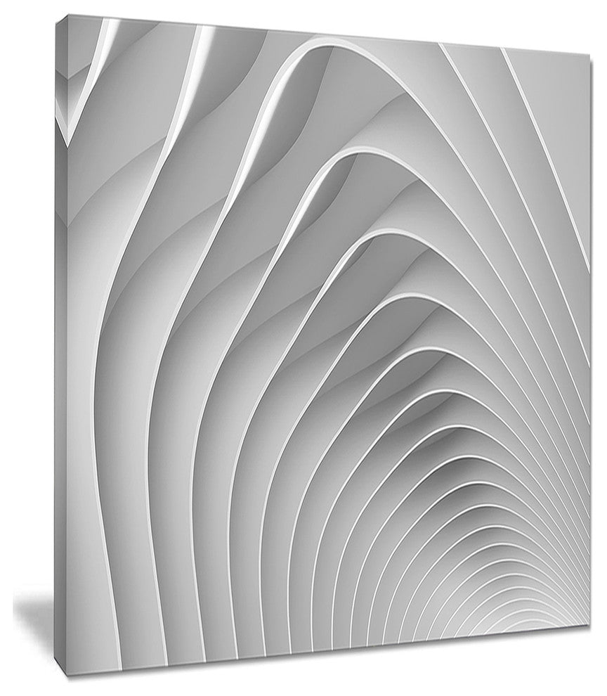 "Fractal Bulgy White Waves" Abstract Art Canvas Print, 30"x40"