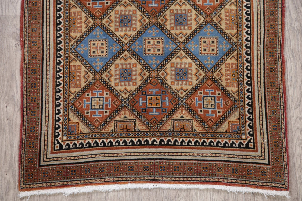 Consigned, Handmade Oriental Vintage Traditional Persian Area Rug, Beige, 3x5