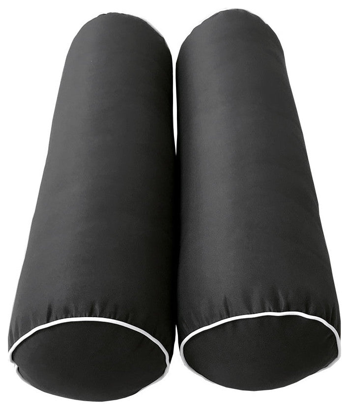 Style 6 Twin-XL Contrast Pipe Trim Bolster Pillow Outdoor Slip Cover ONLY AD003