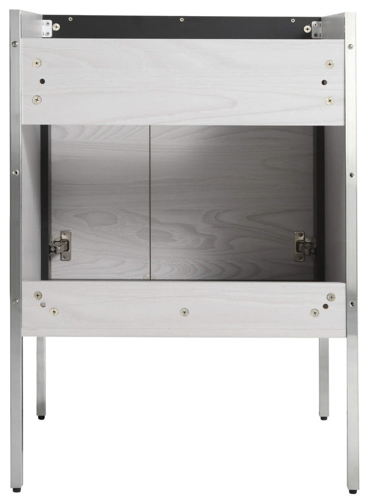 Oakville Bath Vanity, Ceramic Sink, Mild Grey Oak, 24 Inch, Chrome Hardware