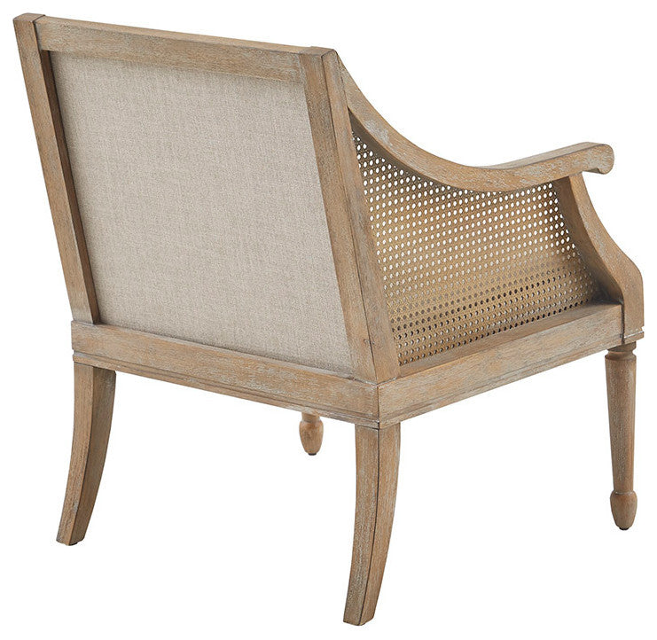 Martha Stewart Isla Reclaimed Natural Cane Inset Armchair, Natural Solid