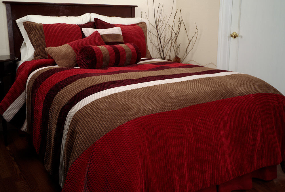 Geo 7-PC Complete Comforter Set, Red, Twin, 6-Pc