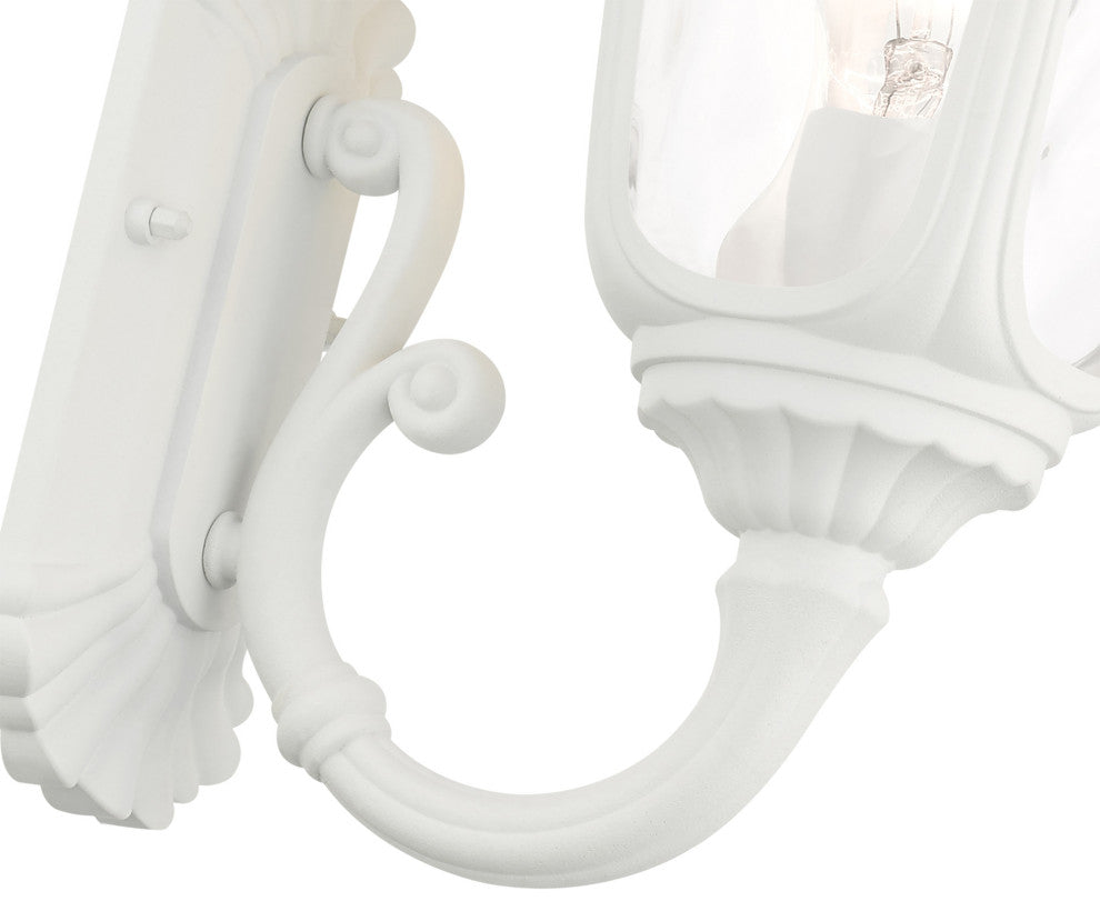 Textured White Traditional, Victorian, Sculptural, Outdoor Wall Lantern