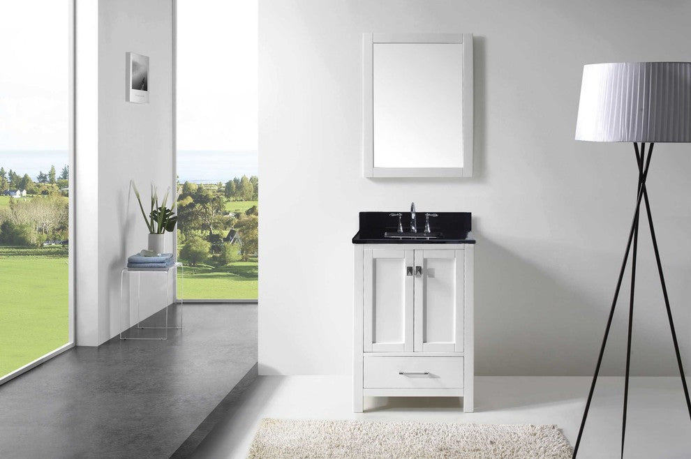 Caroline Avenue 24" Single Bathroom Vanity Set White, Granite Top