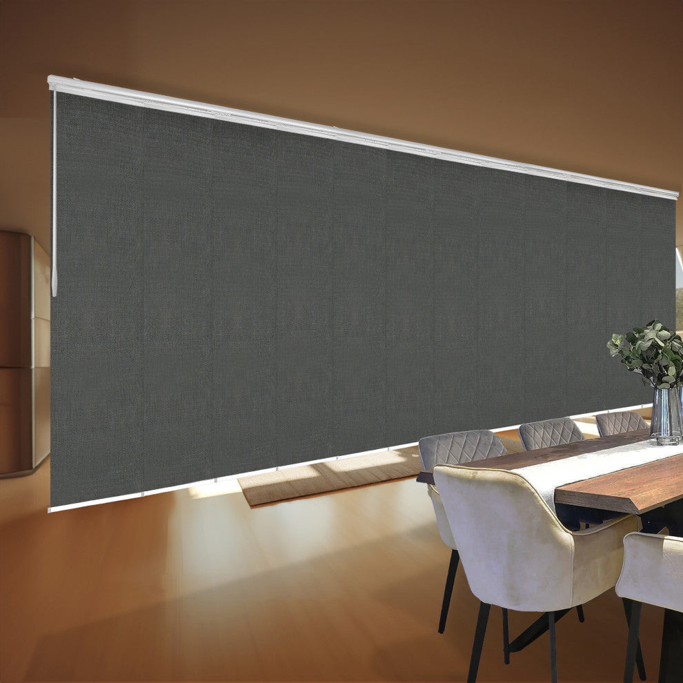Koala Gray 12-Panel Track Extendable Vertical Blinds 140-260"W