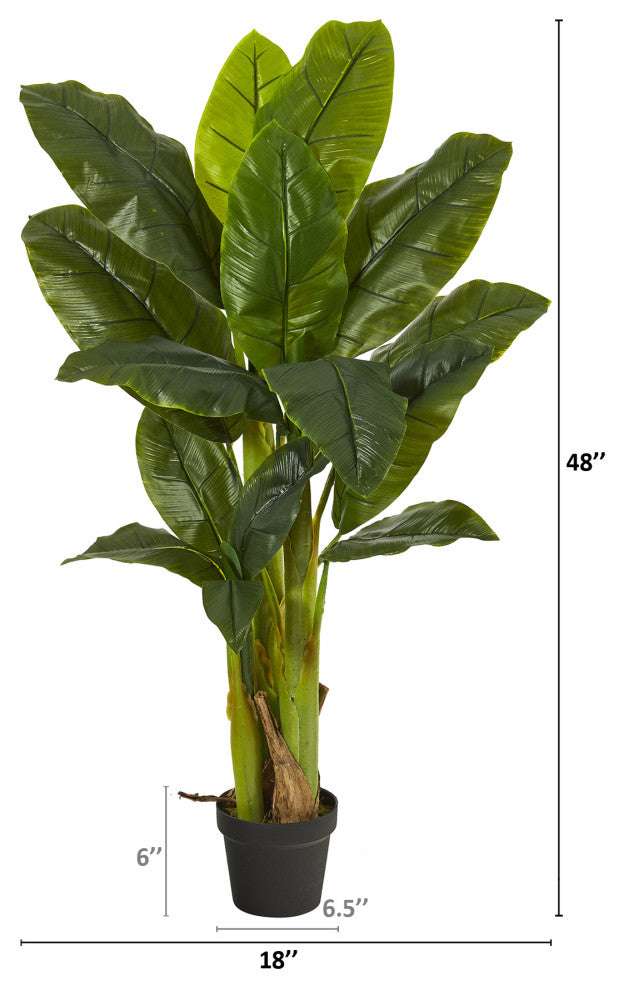 4' Triple Stalk Banana Tree, Real Touch