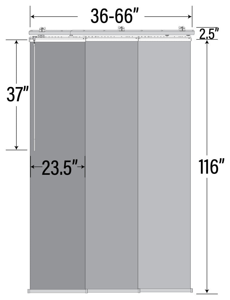 Kato 3-Panel Track Extendable Vertical Blinds 36-66"W