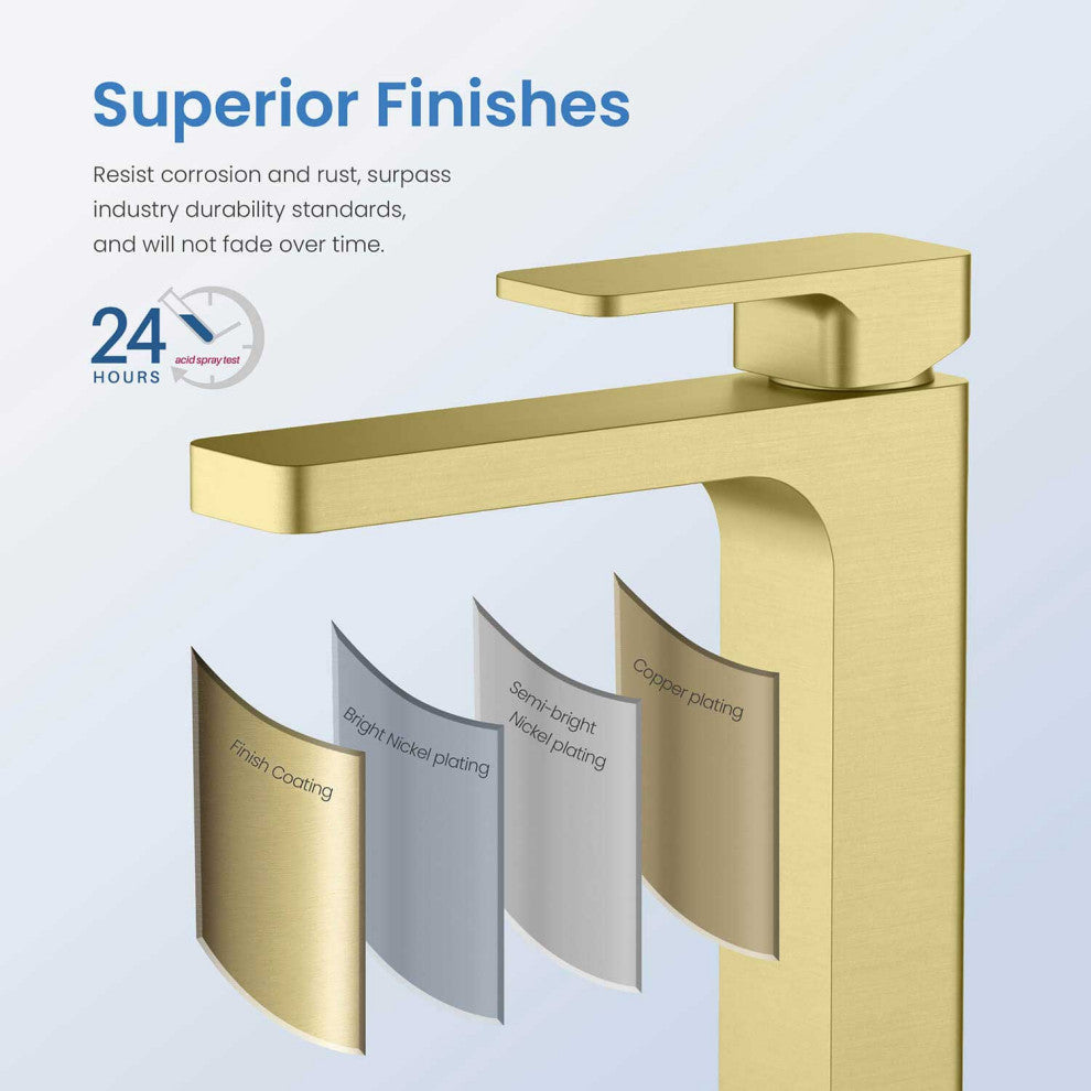 Blaze-T Single Handle Bathroom Vessel Sink Faucet, Brushed Gold