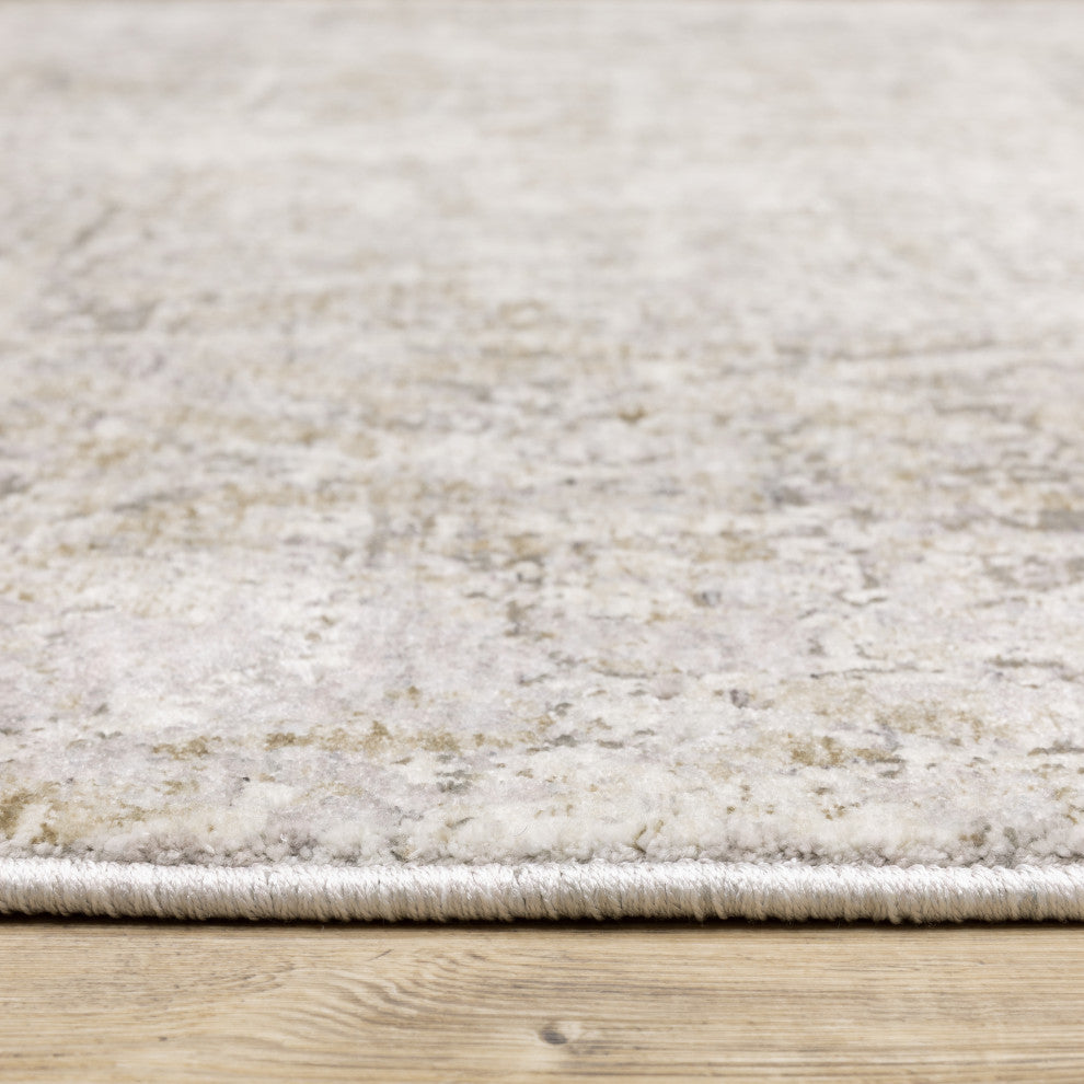Noble Industrial Abstract Ivory/ Grey Indoor Area Rug, Ivory, 2'3"x7'6"