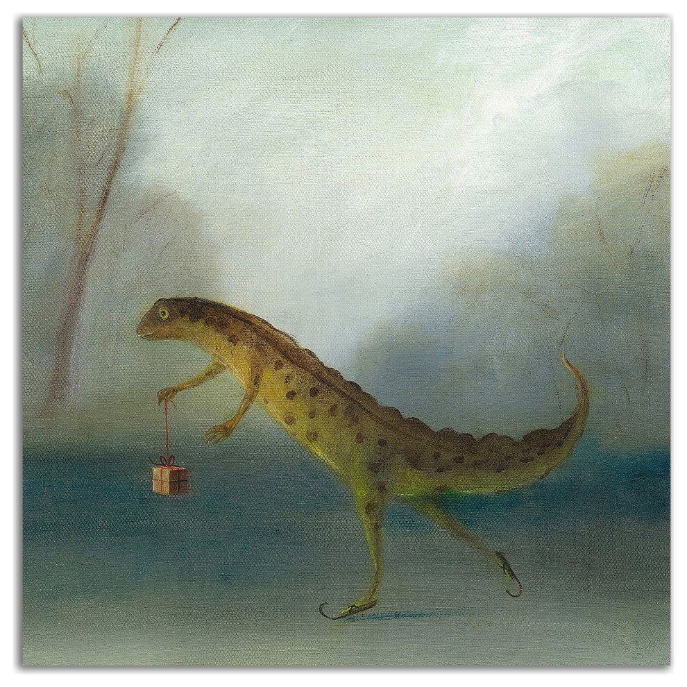 "The Yuletide Newt" by DD McInnes, Print on Canvas, 14"x14"