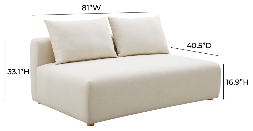 Hangover Upholstered Modular Loveseat, Cream Linen