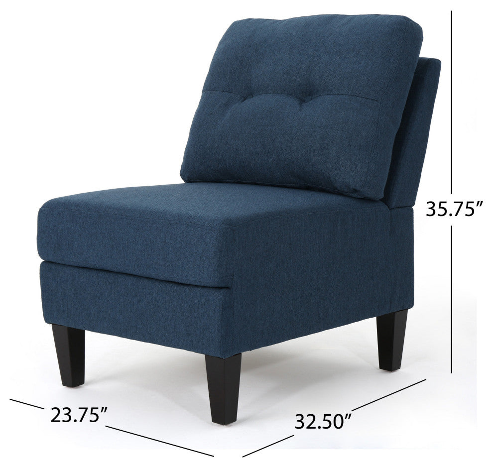 GDF Studio 10-Piece Niya Mid Century Modern Fabric U-Shaped Sectional Sofa, Navy