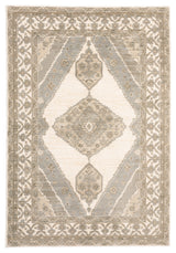 Adeline Muted Medallion Beige and Ivory Area Rug, 6'7"x9'6"
