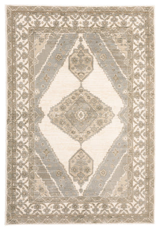 Adeline Muted Medallion Beige and Ivory Area Rug, 6'7"x9'6"