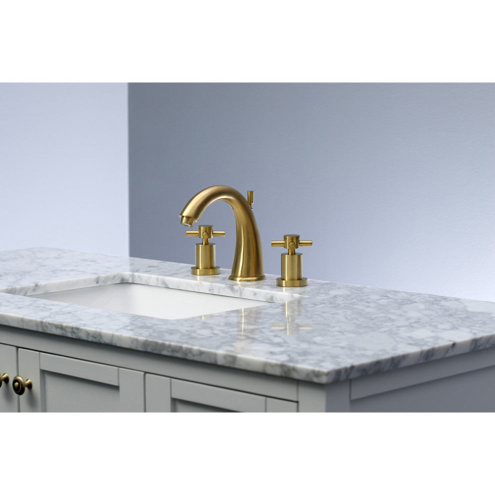 Kingston Brass Widespread Bathroom Faucet With Brass Pop-Up, Brushed Brass