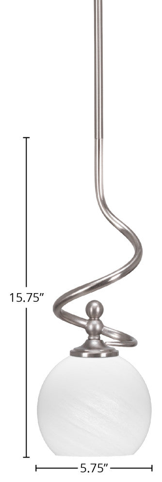 Capri Stem Mini Pendant In Brushed Nickel Finish With 5.75" White Marble Glass