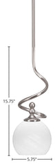 Capri Stem Mini Pendant In Brushed Nickel Finish With 5.75" White Marble Glass