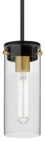 Maxim 12406CL Pinn 5"W Mini Pendant - Black / Satin Brass